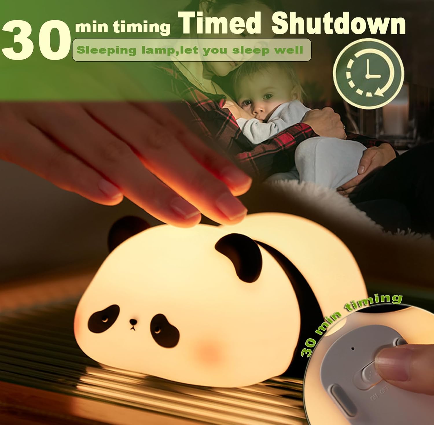 DREAMING MY DREAM Cute Panda Night Light, LED Squishy Novelty Animal Night Lamp, 3 Level Dimmable