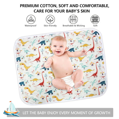 2Pcs Diaper Changing Pads for Baby, Dinosaur Change Mat, 3Layers Waterproof Change Pad Foldable