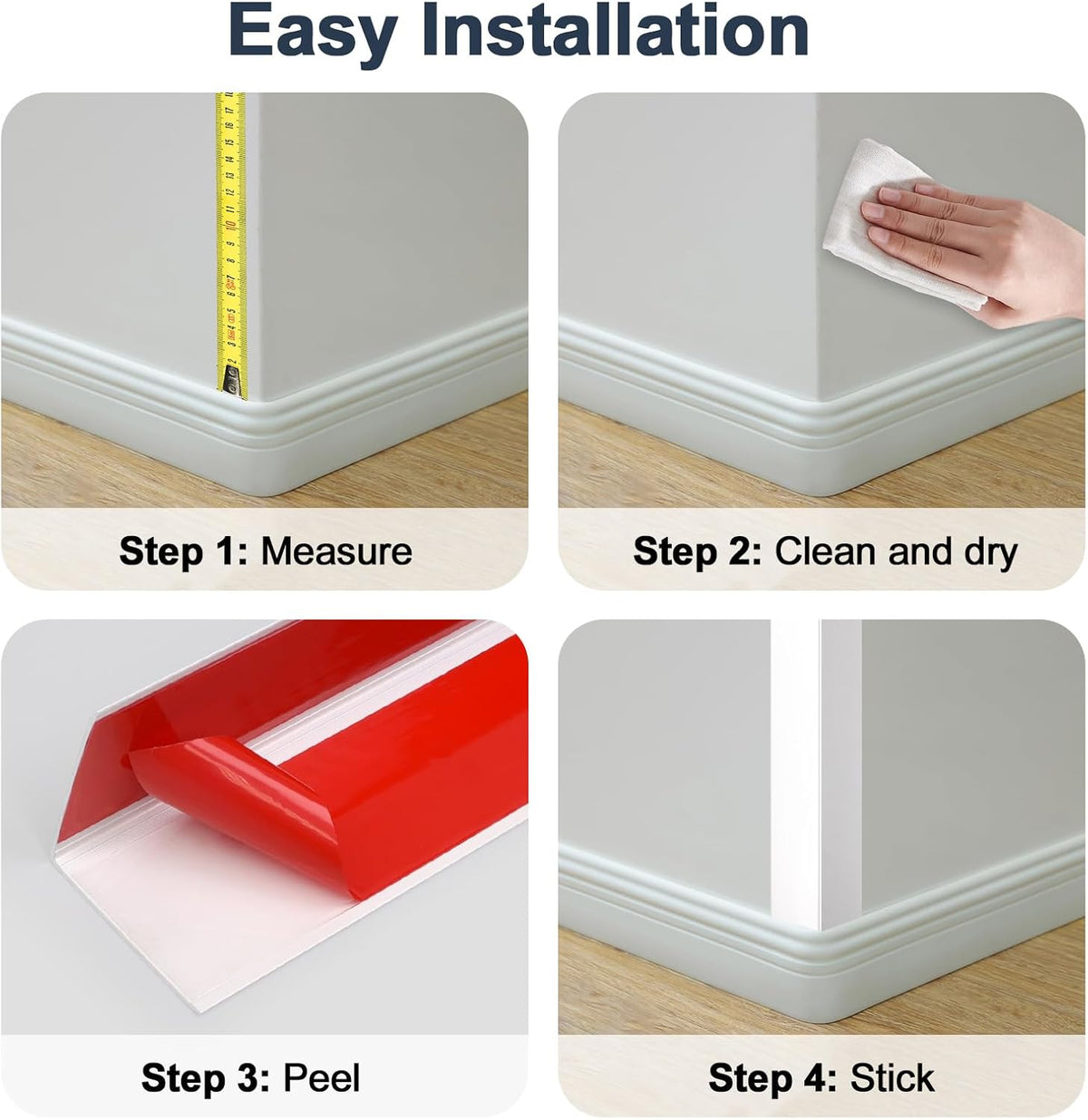 4PCS 45" White Metal Corner Protectors, Aluminum Self Adhesive Corner Guards, Metal Wall Edge