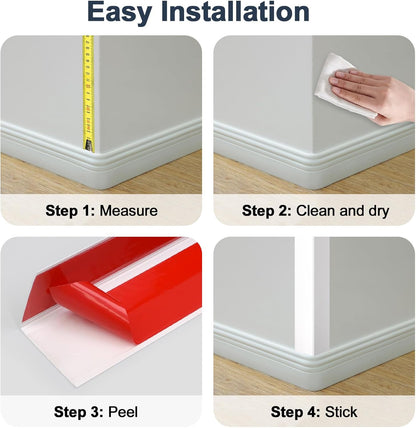4PCS 45" White Metal Corner Protectors, Aluminum Self Adhesive Corner Guards, Metal Wall Edge