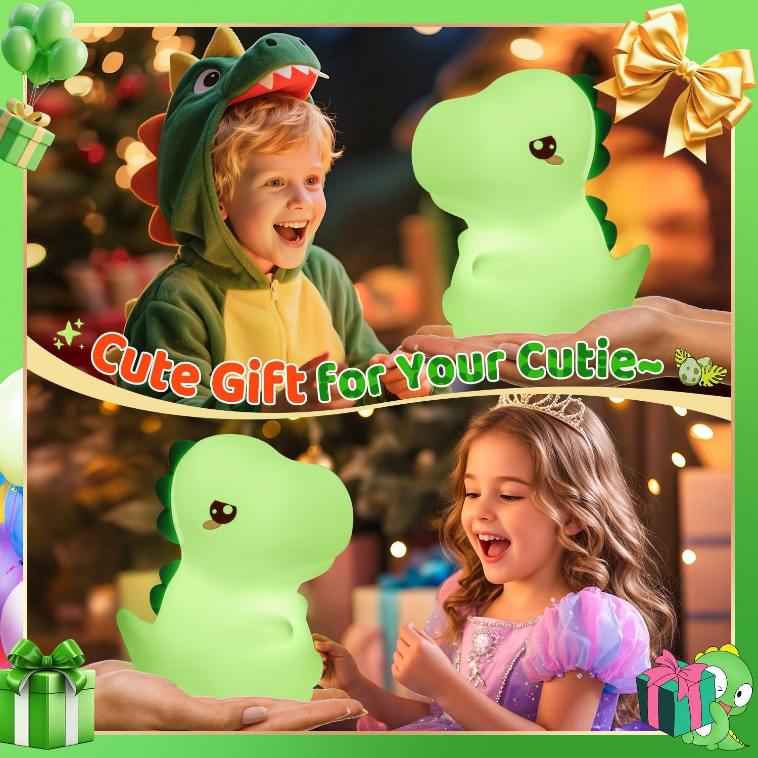 Dinosaur Toys for Kids 3-5, 16 Colors+Silicone+Dimmable+12 Hr Use Night Light for Kids Night Light