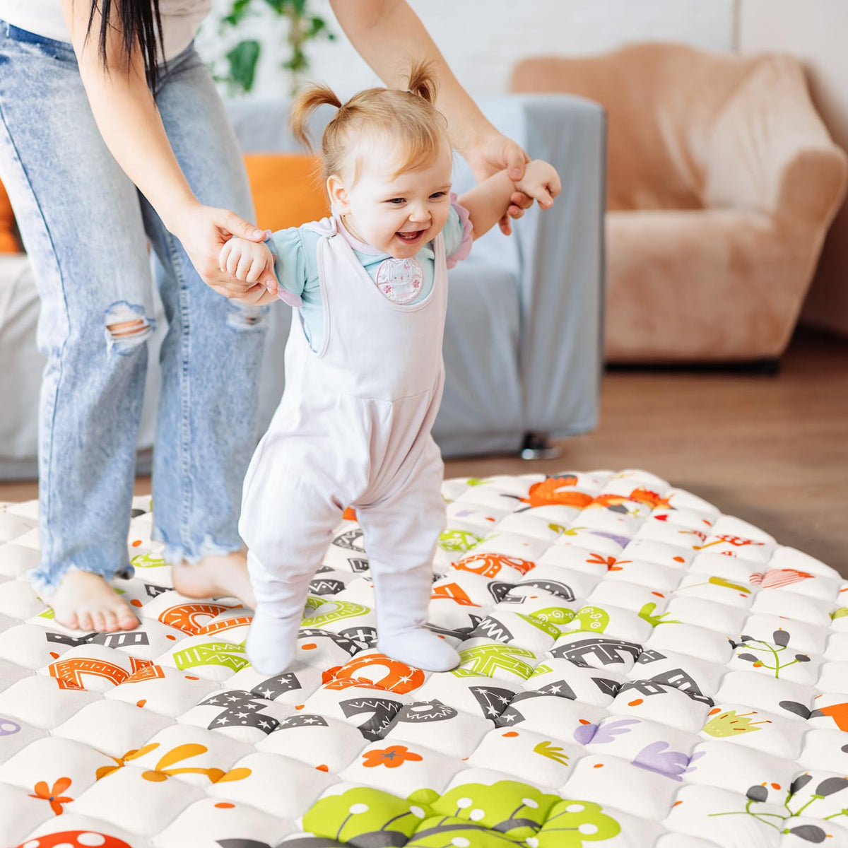 Baby Play Mat 50x50 Playpen Mat Upgraded Thicker Baby Floor Play Mat Cushioned Anti- Slip Crawling