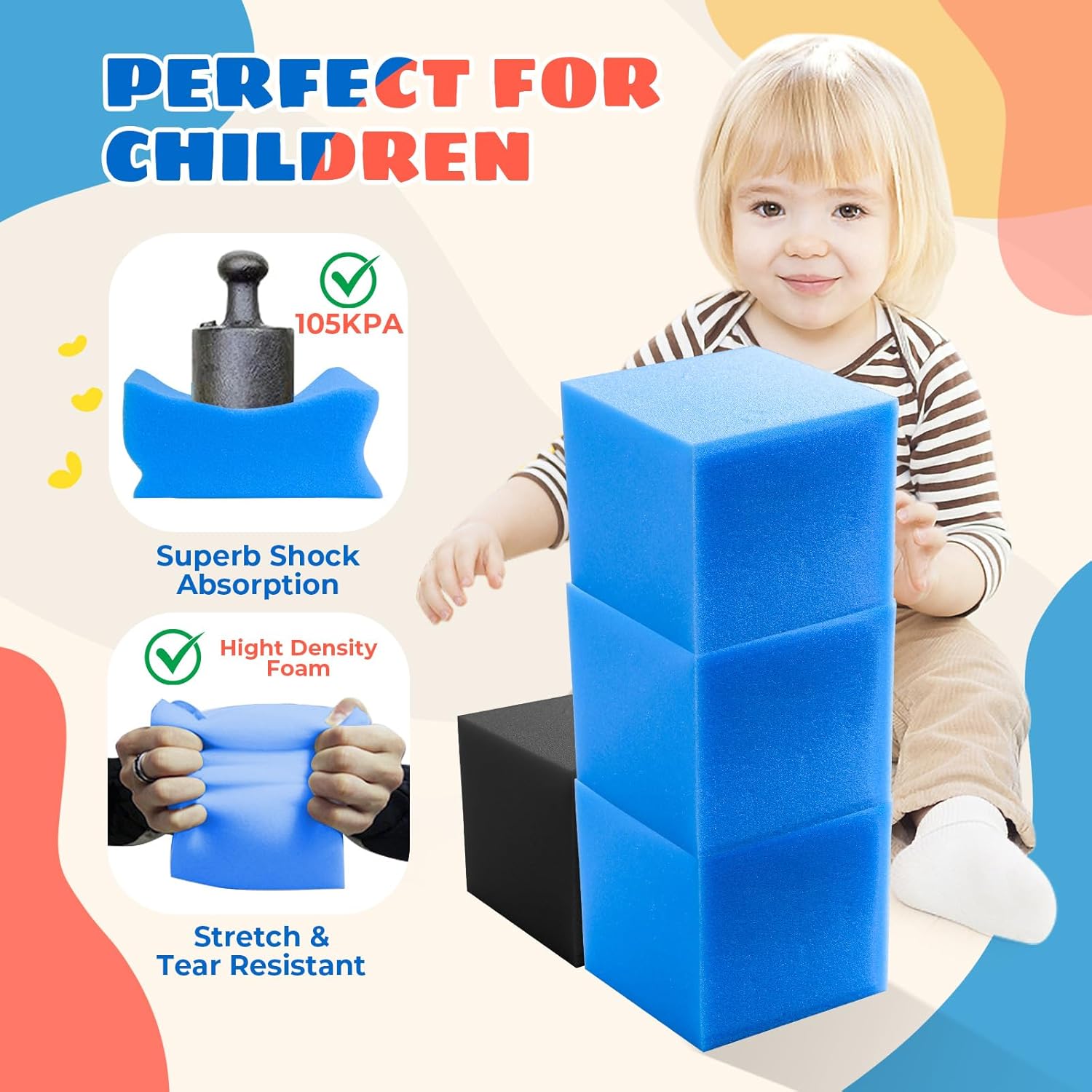 Foam Pit Cubes, 24 PCS 5 Inches Gymnastics Foam Blocks Trampoline Blocks, Multi-Sport Protective