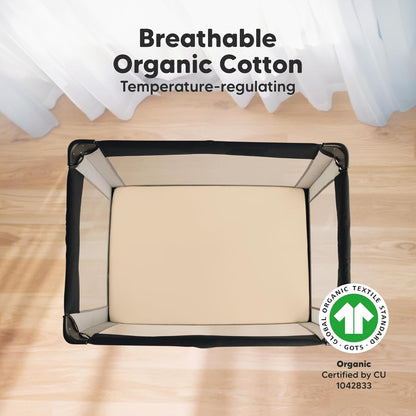 2-Pack Mini Crib Sheets Fitted - 38x26 Pack N Play Sheets for Pack and Play Mattress, Organic