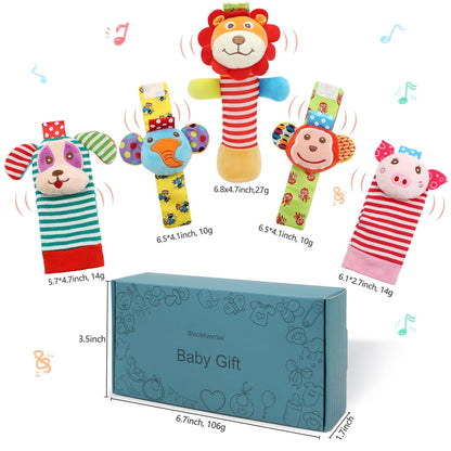 Wrist Rattles Foot Finder Rattle Toy for 0-4 Months Baby, Feet Leg Ankle Socks Arm Hand Bracelet