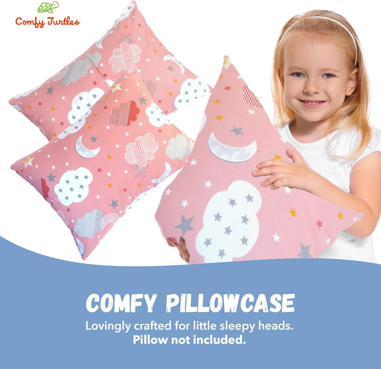 Stars Cloud Toddler Pillowcase 13 x 18 - Baby Travel Pillow Cover for Girls, Space Galaxy Pillow