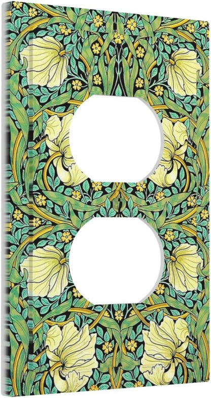 Outlet Covers William Morris Vintage Floral Yellow Flowers Green Leaf 1 Gang Duplex Wall Plate
