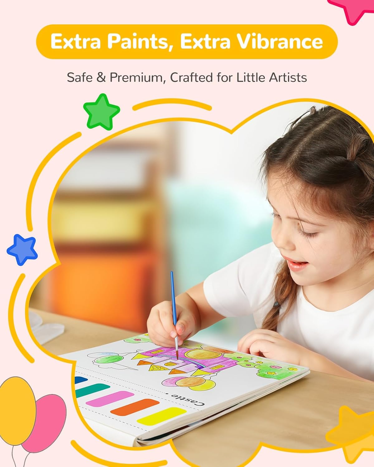 TECJOE Paint with Water Coloring Books for Toddlers, Princess Series Watercolor Set with 3 Brushes