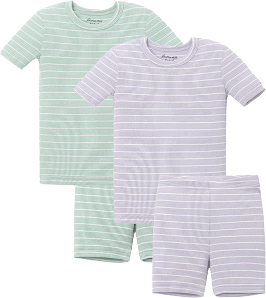 AVAUMA Stripe Pattern Baby Boys Girls Pajama Set Kids Toddler Snug fit Ribbed Sleepwear pjs for
