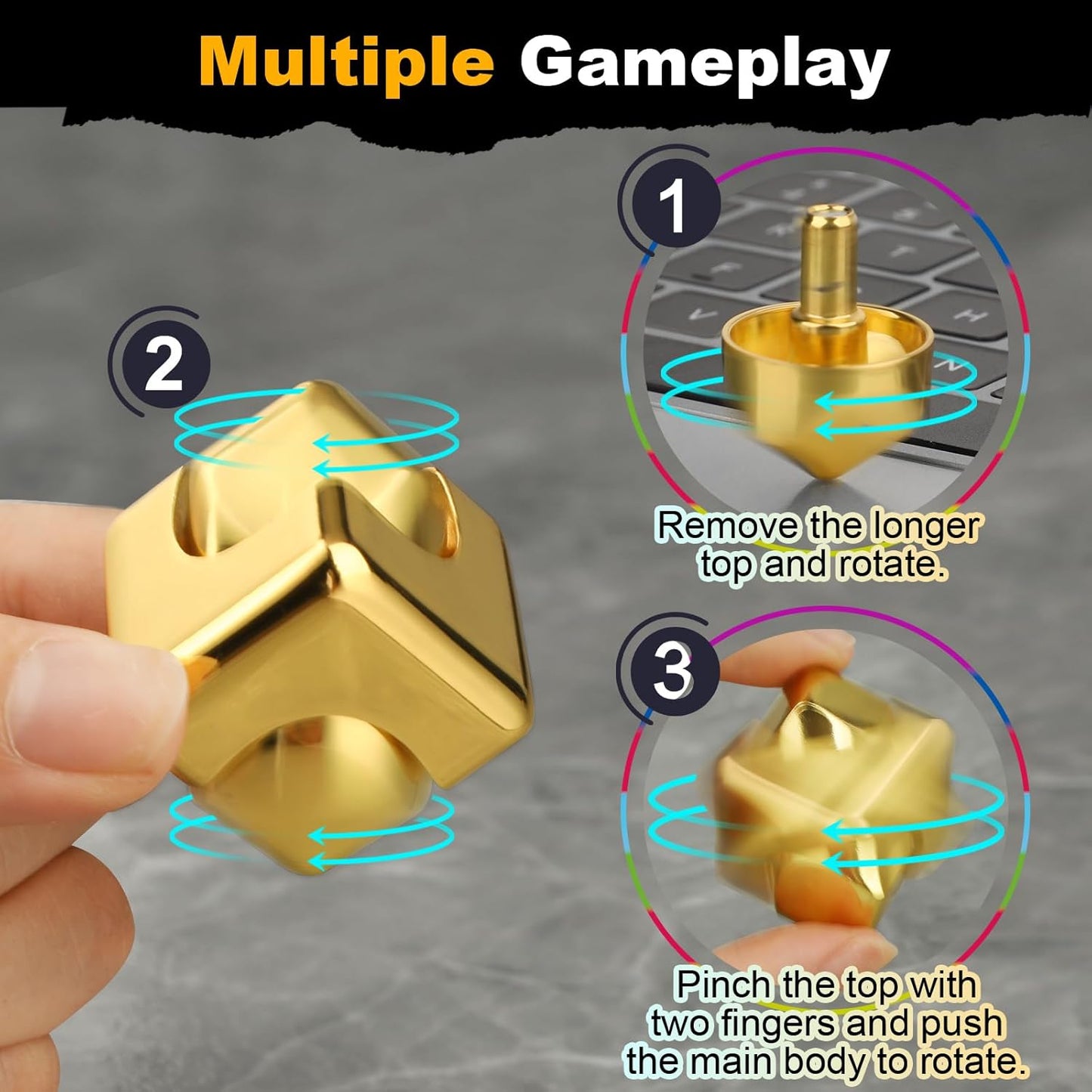 Gold Cube Fidget Spinner for Kids, Fidget Toy, Cool Hand Spinner Gift Toys Autism Sensory Toy