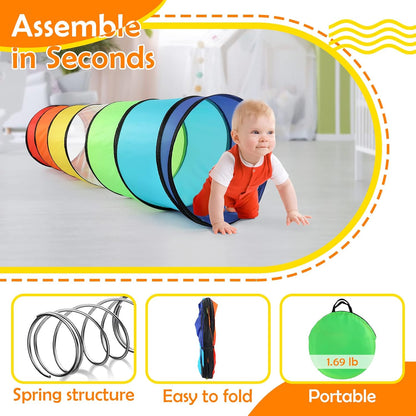 Kids Play Tunnel Tent for Toddlers, Colorful Pop Up Crawl Tunnel Toy for Baby or Pet with