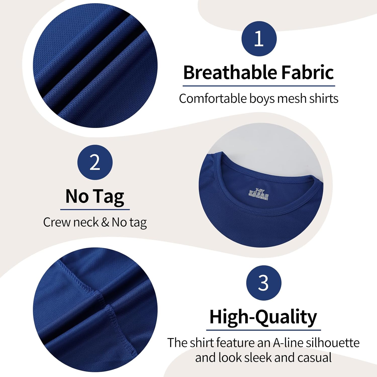 6-Pack Boys Athletic T-Shirts Quick Dry Short-Sleeve Tops Youth Moisture Wicking Running Sports