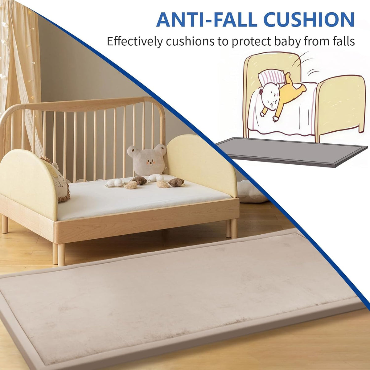 Play Mat for Babies Toddlers,1.3" Thick Elasti-Foam Anti-Fall Cushion Mat for Kids Room,28×72
