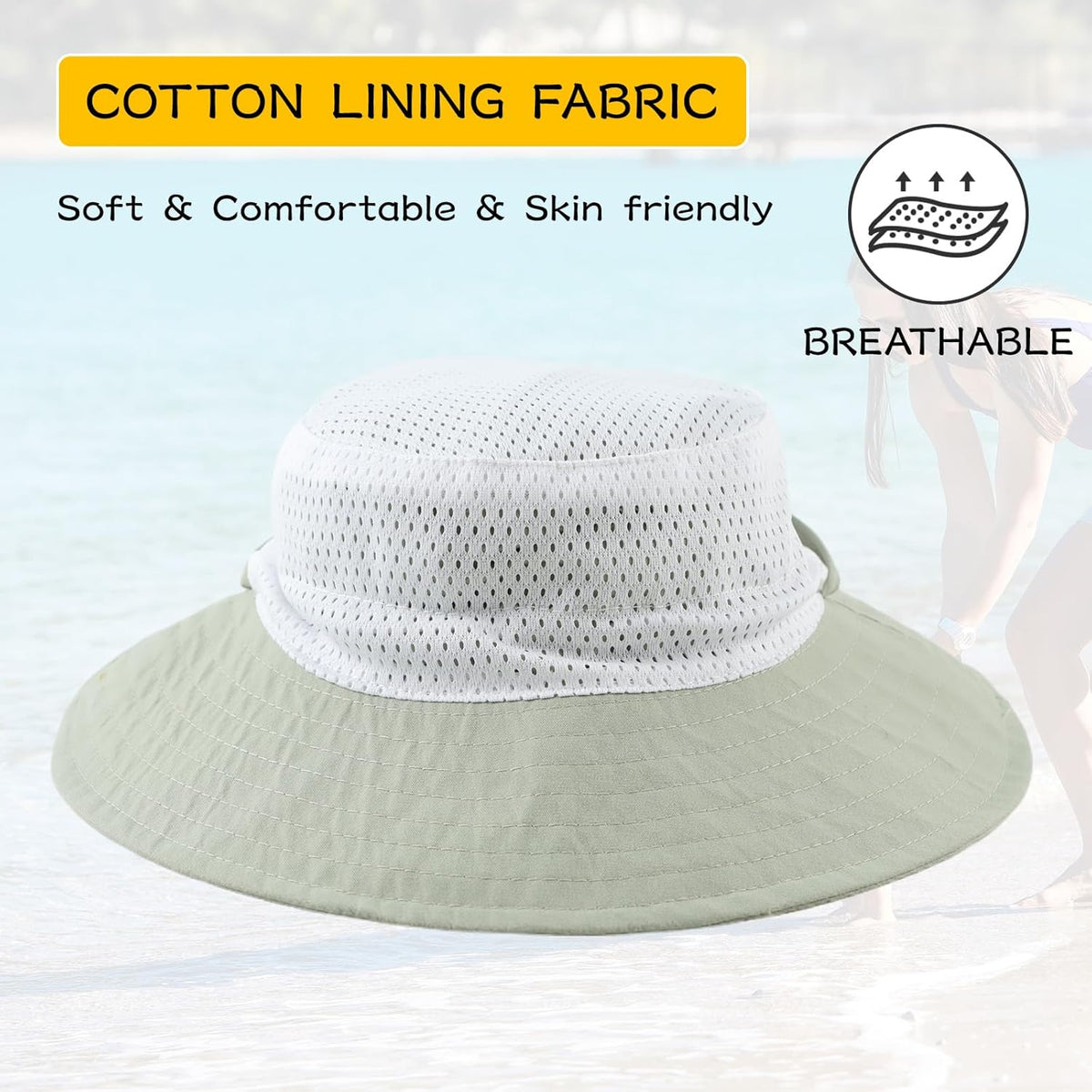 Peecabe Summer Baby Sun Hat for Boys Girls UPF 50+ Wide Brim Toddle Bucket Hat Adjustable Baby