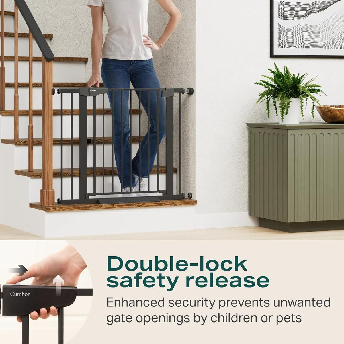 Cumbor 2 Pack 29.7-40.6" Baby Gate for Stairs, Mom's Choice Awards Winner-Dog Gate for Doorways