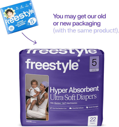 Freestyle Diaper – (Size 5) Hyper Absorbent & Non-Toxic – Disposable Diaper for Sensitive Skin