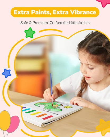 TECJOE 3 Pack Paint With Water Coloring Books for Toddlers, Watercolor Paint Set with 6 Brushes