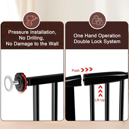 DEARBB Extra Wide Baby Gate Ultra Narrow Spacing 30.11-77.36" Pressure Mounted Double Lock Swing