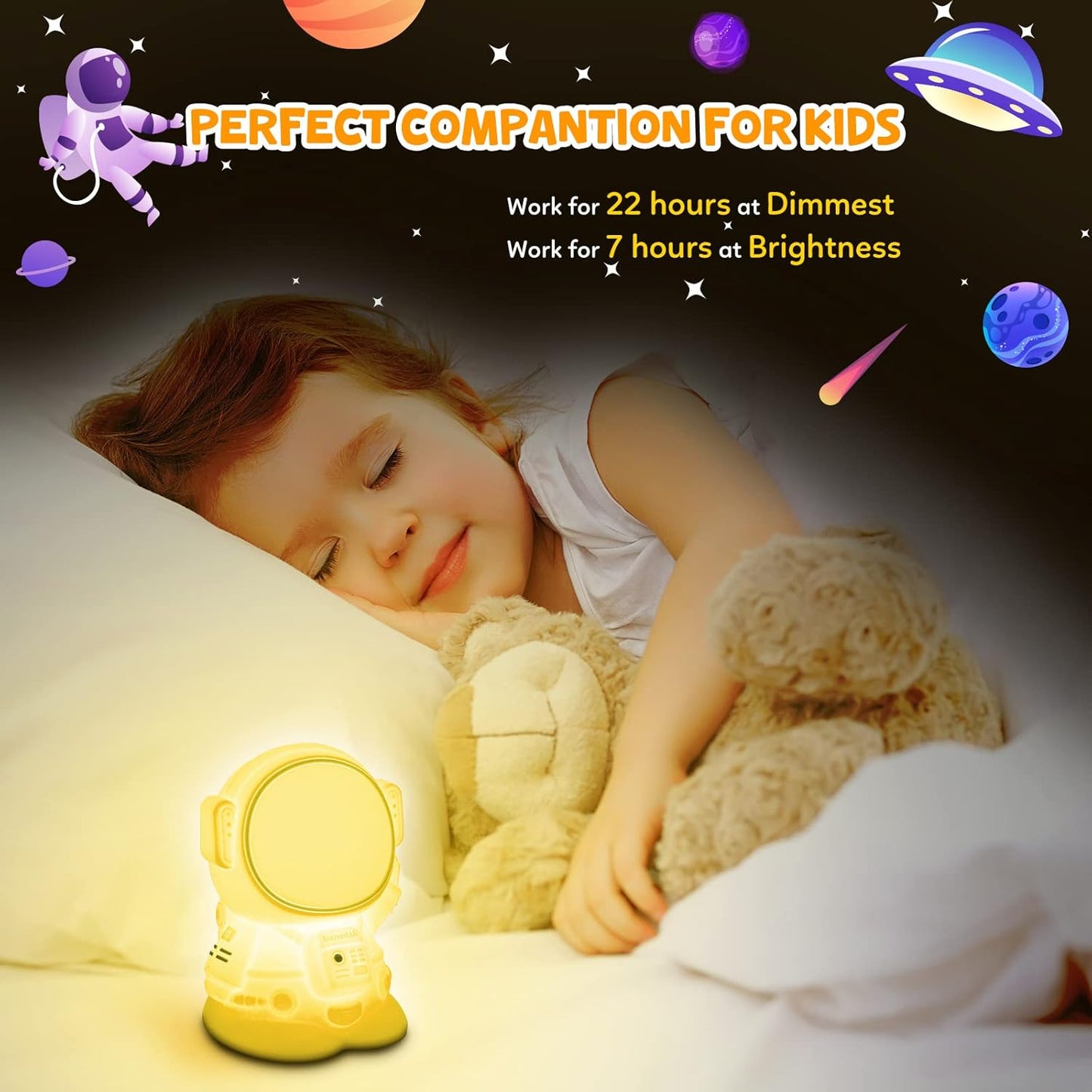 Astronaut Night Light for Kids Room Night Lamp Children Toddler Room Decor Silicone Baby Nursery