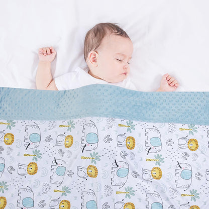 Baby Blanket for Boys Girls Soft Minky with Double Layer Dotted Backing, Cartoon Printed 30 x 40