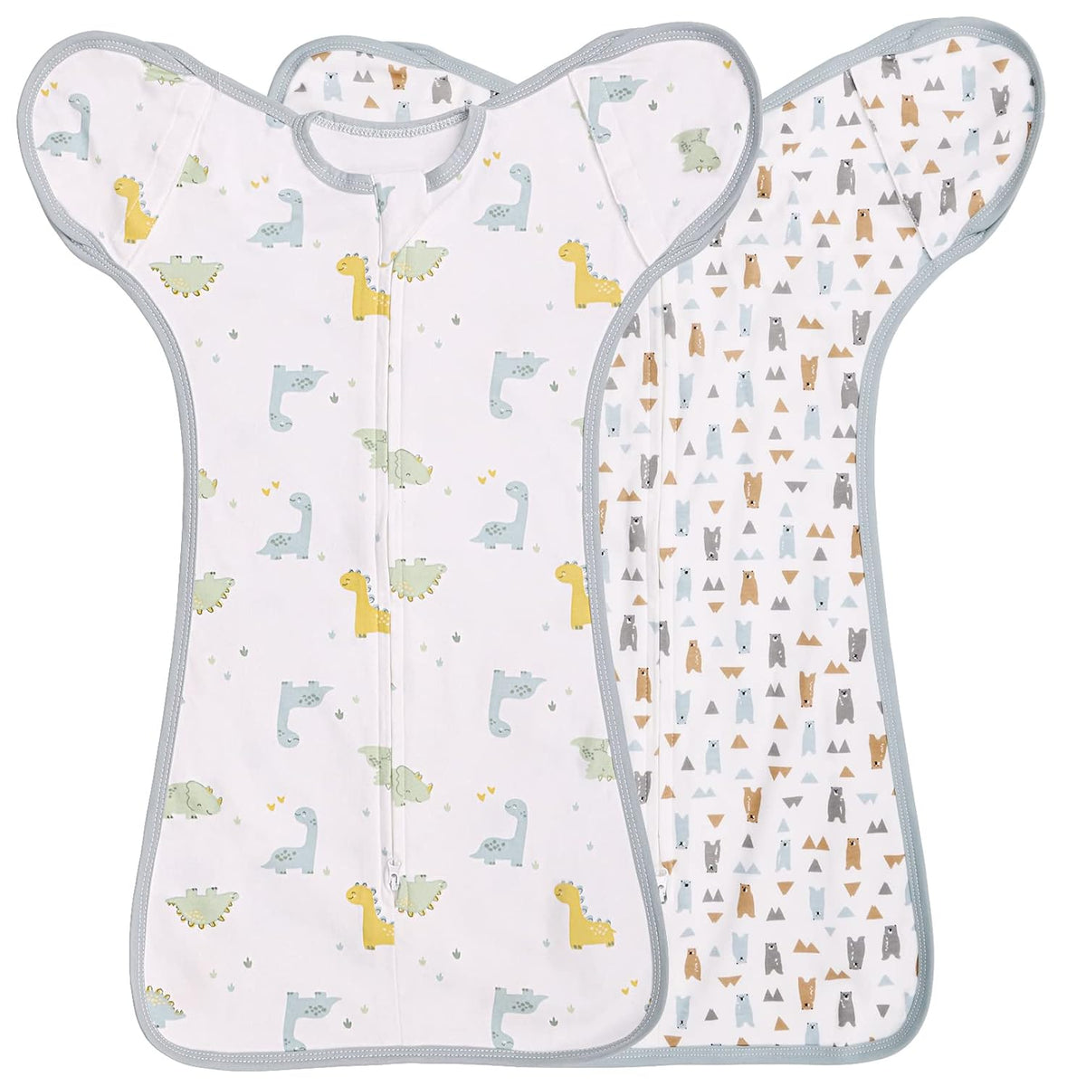 2 Pack Transition Swaddle with 2 Way Zipper, 2 in 1 Arms in/Out Transitional Arms Up Swaddle, 100%