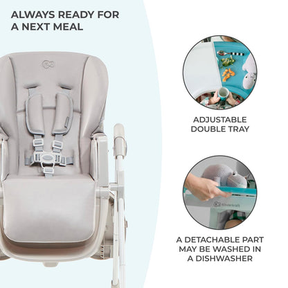 Kinderkraft Highchair Yummy, Baby Chair, Ergonomic, Comfortable, Reclining, Foldable, with