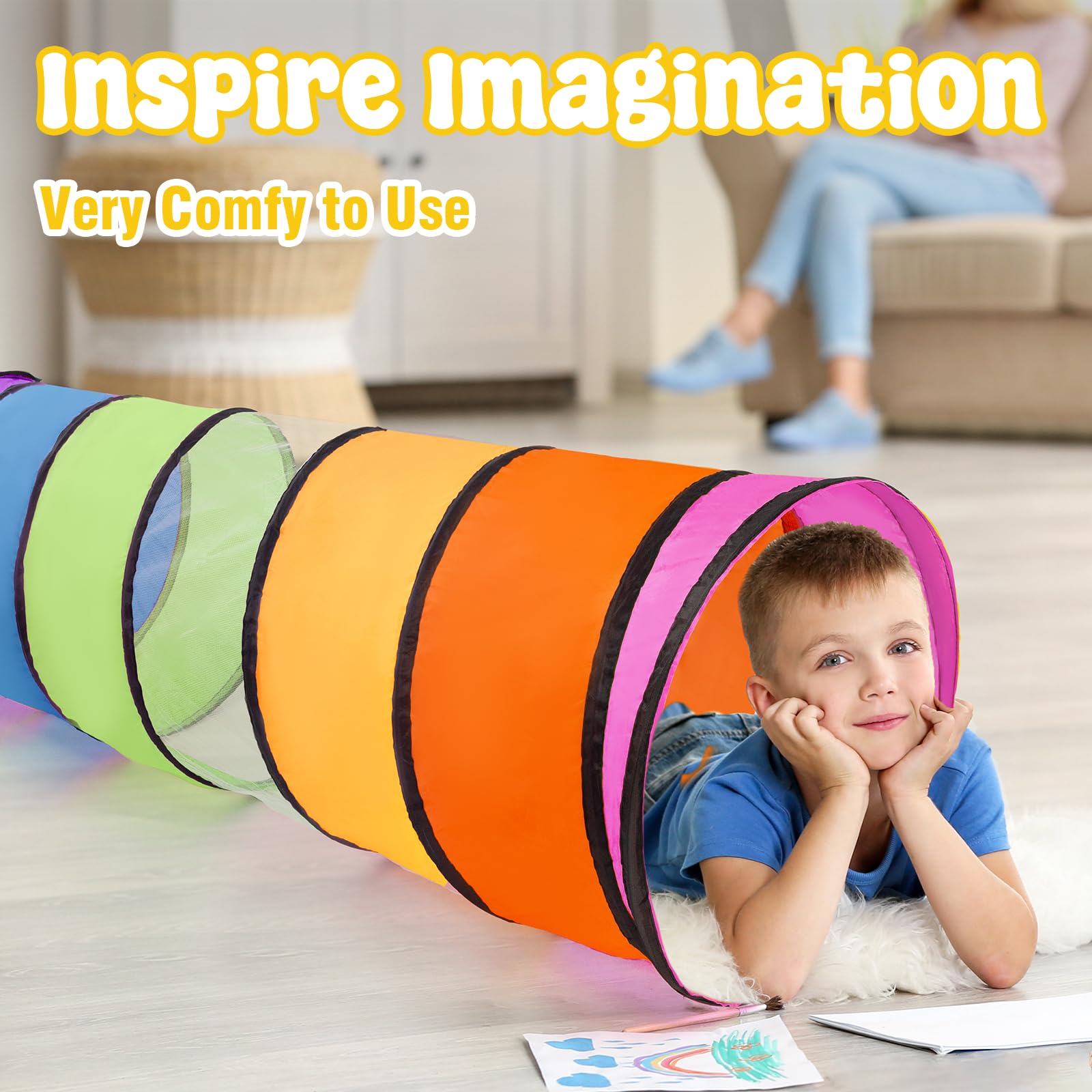 Kids Play Tunnel for Toddlers,Pop Up Crawl Through Tunnel Play Tent for Baby Infant Children or