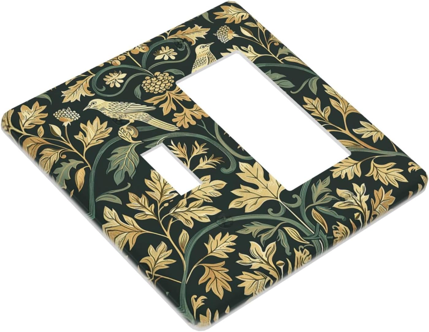 Outlet Covers William Morris Vintage Botanical Birds Golden Green Leaves 1 Toggle 1 Rocker