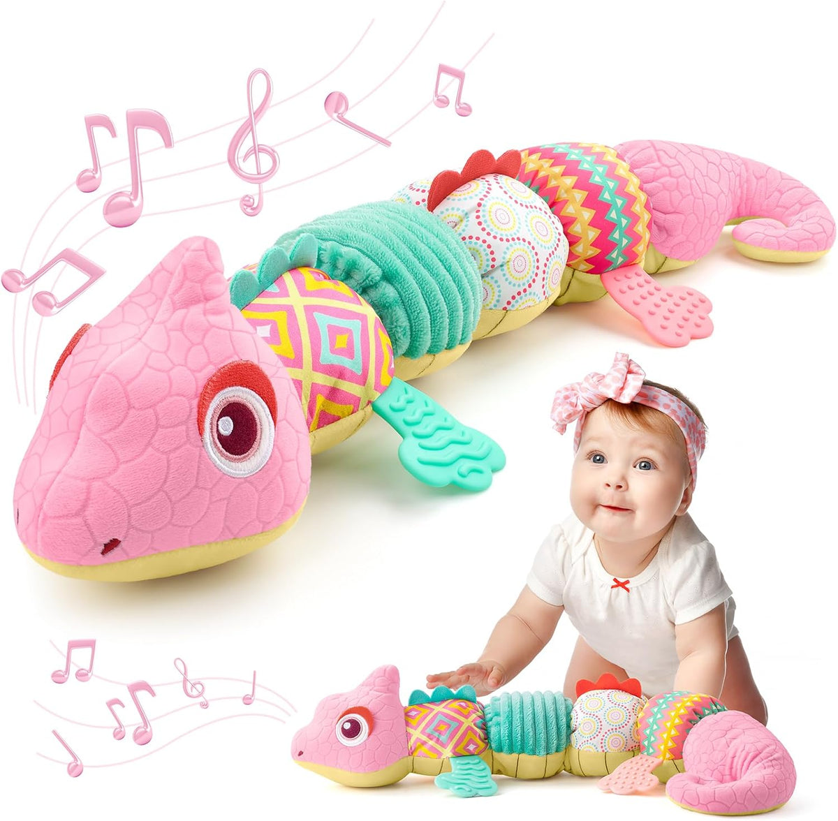 Baby Toys 0-6-12 Months, Musical Stuffed Animal Activity Soft Toys with Multi-Sensory