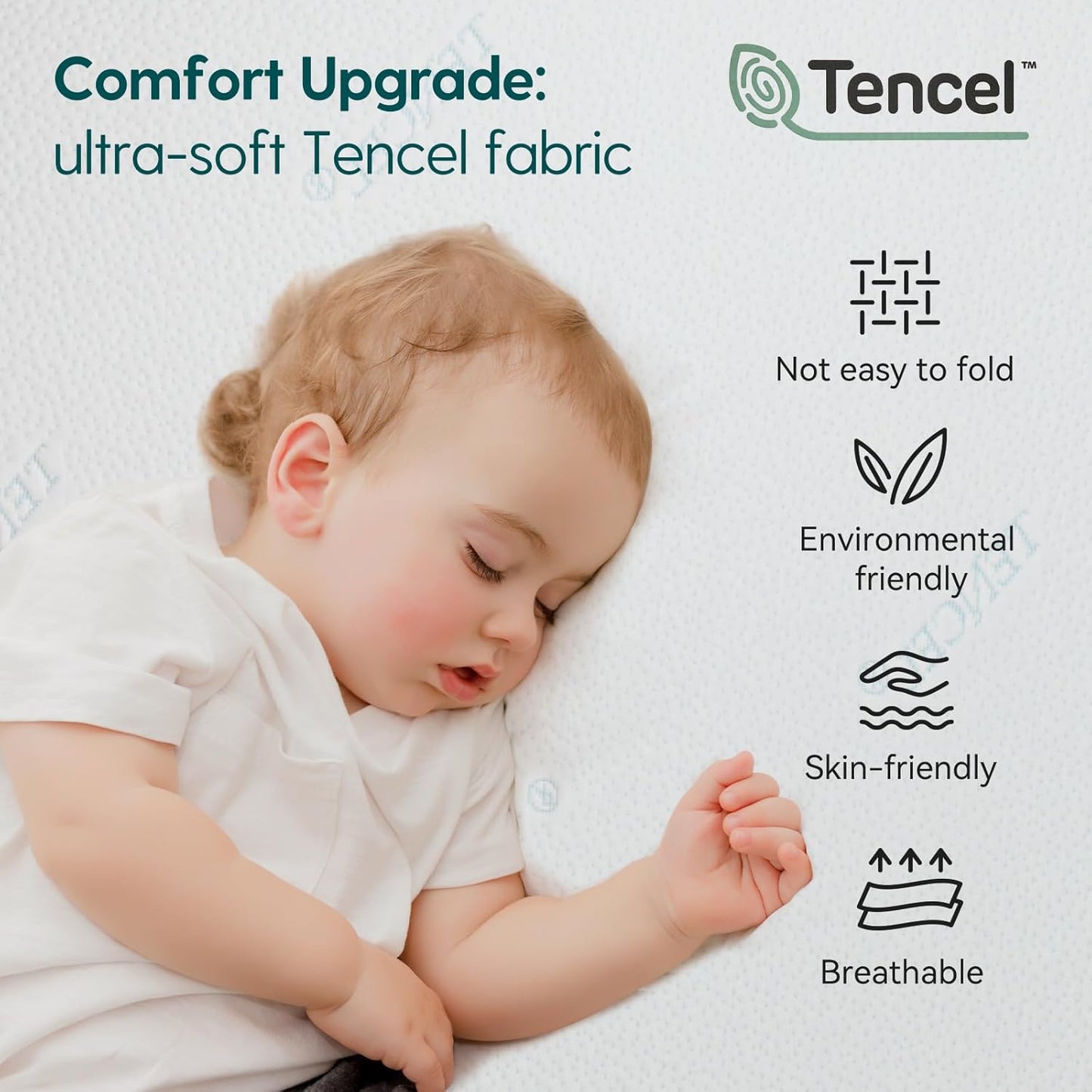 BABELIO Toddler Mattress for Crib Memory Foam 2 Stage Standard Size, with Removable Waterproof
