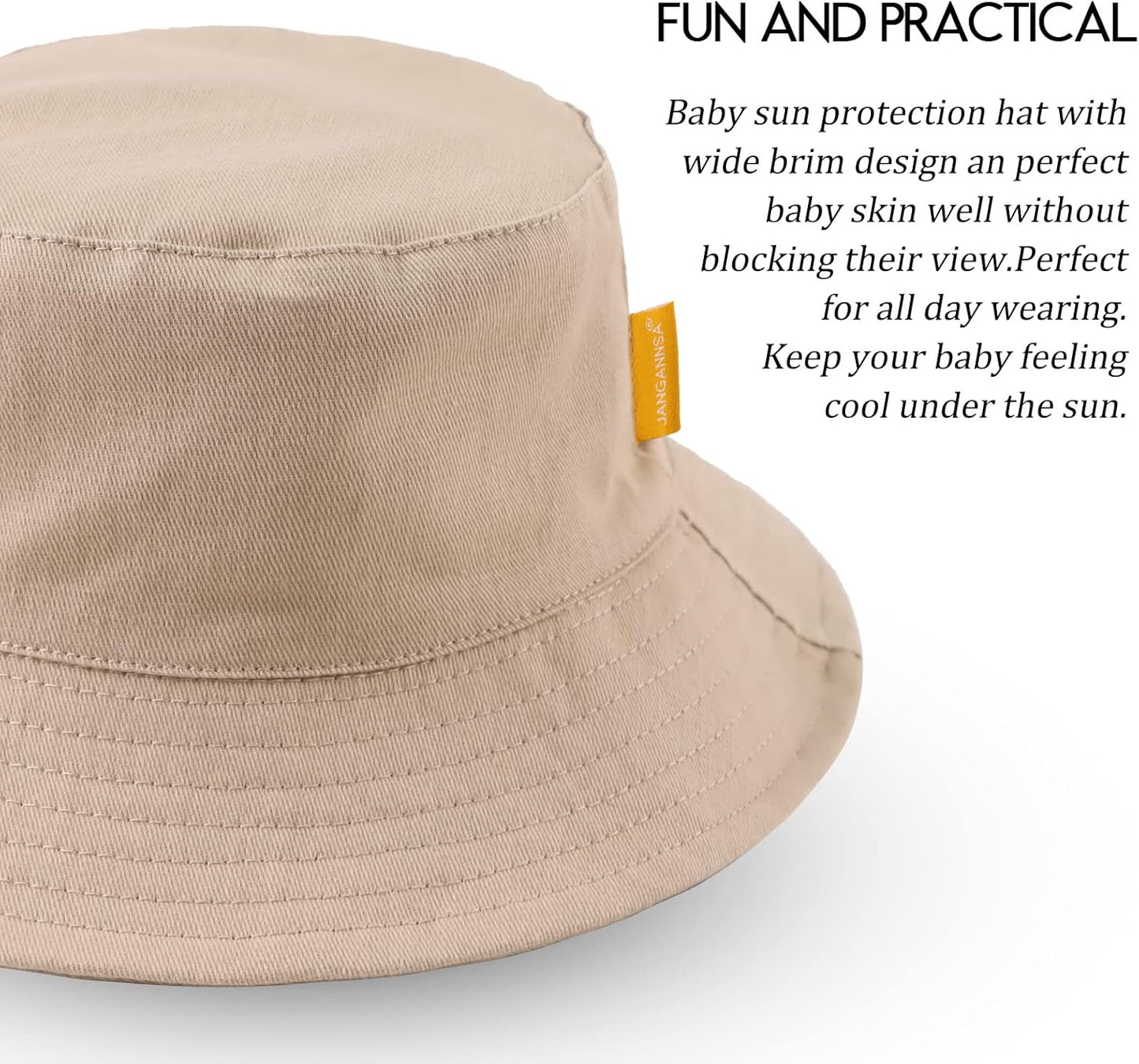 JANGANNSA Cotton Baby Sun Hat Infant Toddler Boys Girls Bucket Hats Summer Sun Protection Kids