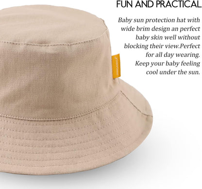 JANGANNSA Cotton Baby Sun Hat Infant Toddler Boys Girls Bucket Hats Summer Sun Protection Kids
