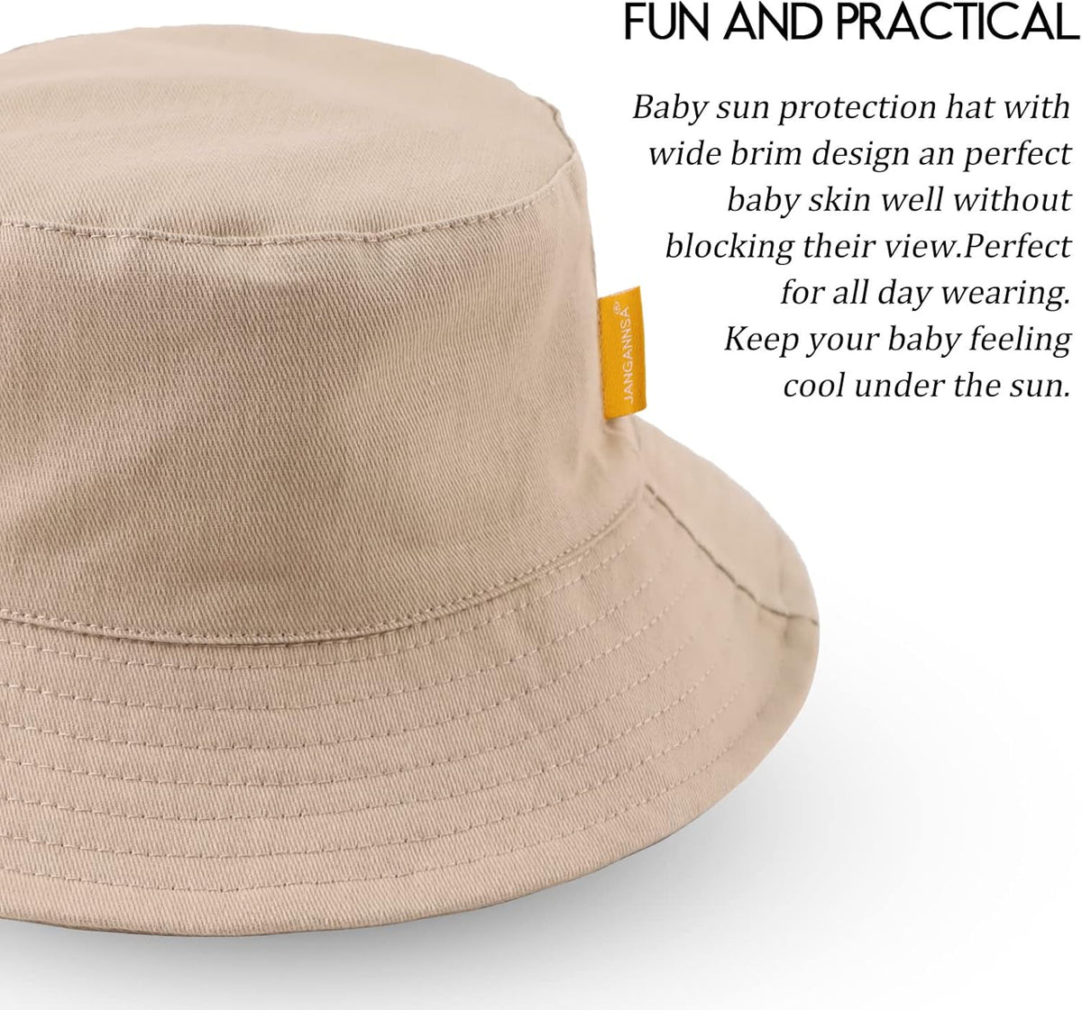 JANGANNSA Cotton Baby Sun Hat Infant Toddler Boys Girls Bucket Hats Summer Sun Protection Kids