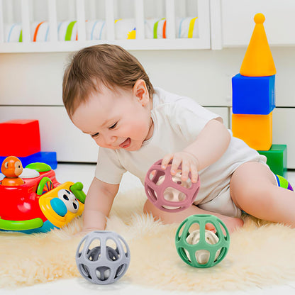MCGMITT Baby Montessori Sensory Toys for 0-6 6-12 Months, Easy Grasp Food Grade Stretchy Silicone