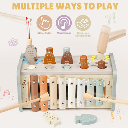 Joyreal Wooden Montessori Toys for 1 Year Old Hammering Pounding Toys