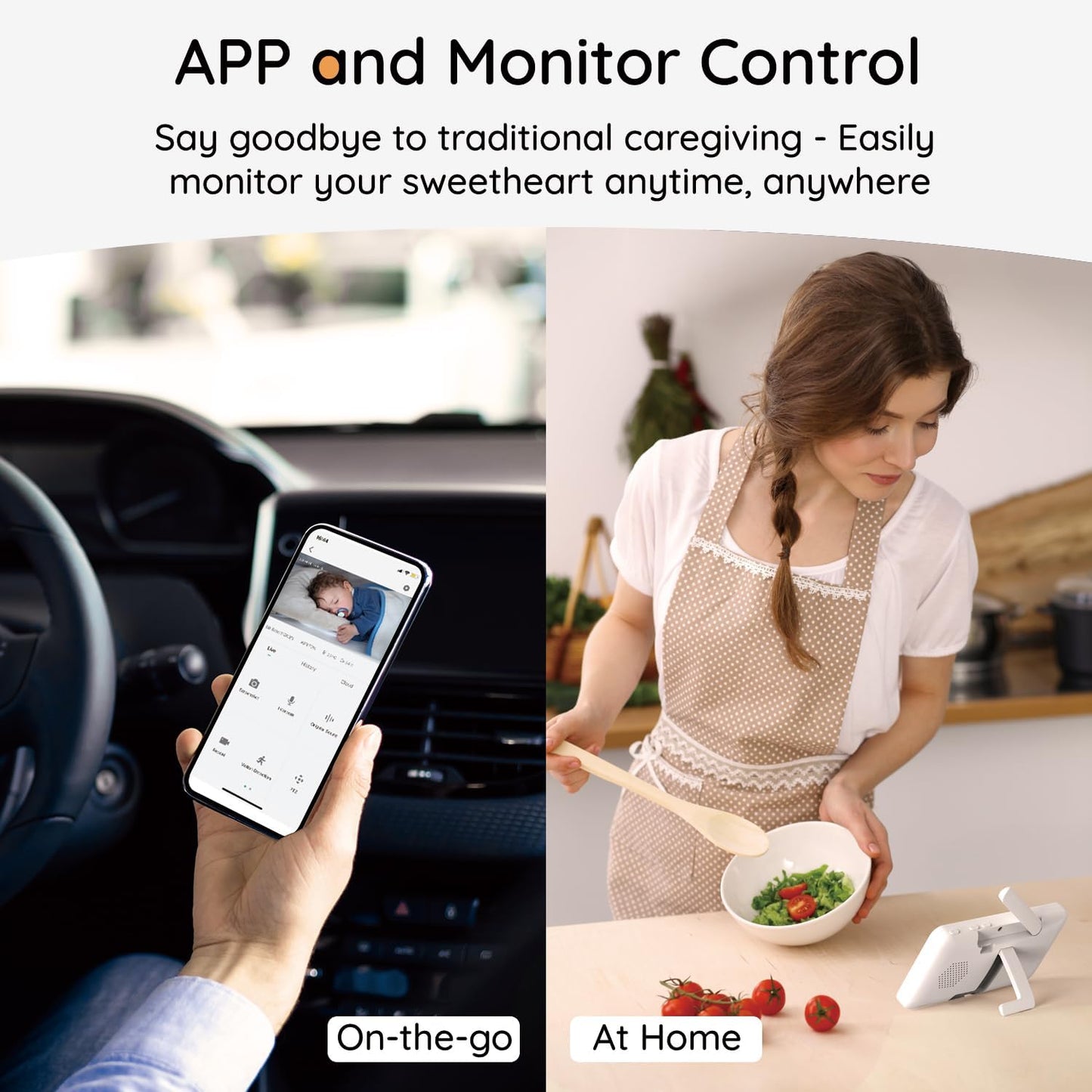 BOIFUN 2K HD 5-Inch Split-Screen, Smart WiFi Baby Monitor with Camera and Audio, Smartphone APP, AI
