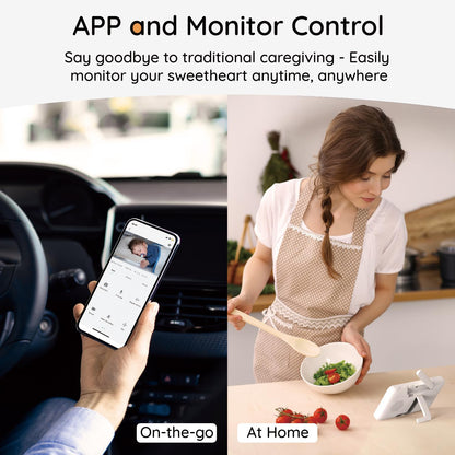 BOIFUN 2K Split-Screen 5 Inch Wi-Fi Baby Monitor with 2 360° Cameras, AI Motion & Sound & Humidity