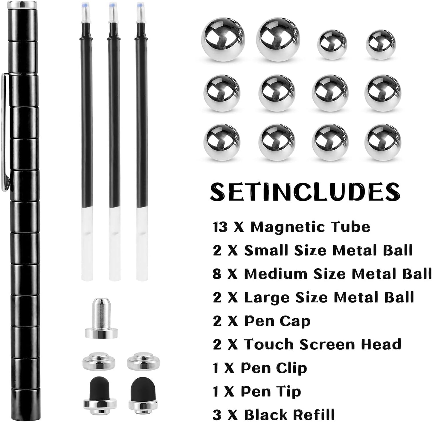 Black Fidget Pen Toy, Sensory Tool EDC Fidgeting Game for Adults, Cool Gadget Best for Stress and