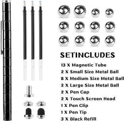 Black Fidget Pen Toy, Sensory Tool EDC Fidgeting Game for Adults, Cool Gadget Best for Stress and