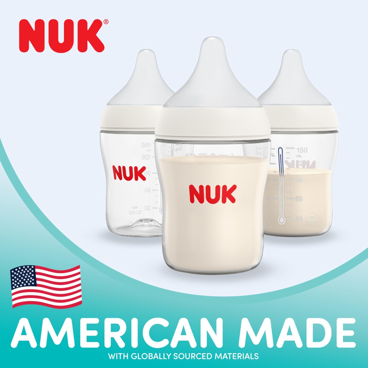 NUK Perfect Match 2-in-1 Natural and Anti-Colic Bottle with Slow Flow, Wide, Adaptable Nipple