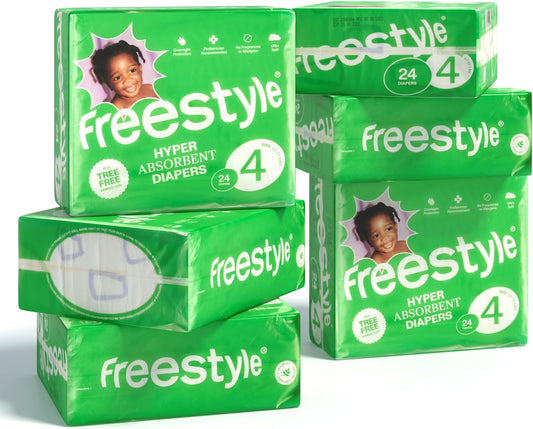 Freestyle Diapers – (Size 4) Hyper Absorbent & Non-Toxic – Disposable Diapers for Sensitive Skin