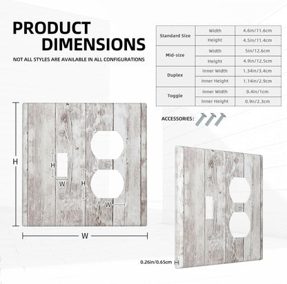 Wallplates Rustic Vintage White Wood Grain 1 Toggle 1 Duplex Switch Plate Electrical GFCI Faceplate