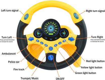 deAO Kids Steering Wheel for Backseat with Car Key Pretend Driving Simulated Driving Steering Wheel