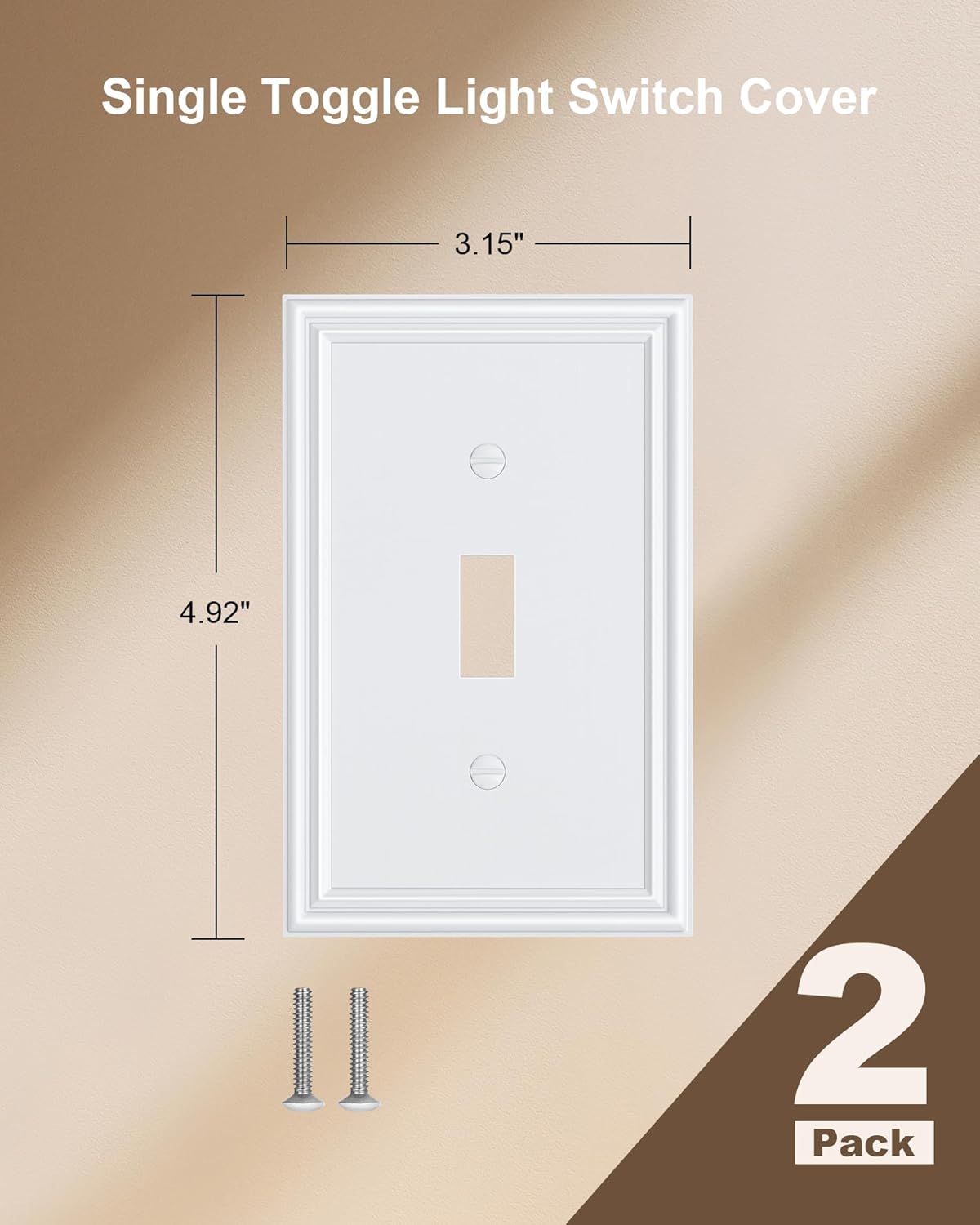 2-Pack Single Toggle Light Switch Cover Plate, Durable Solid Zinc Alloy Decorative Switch Plate