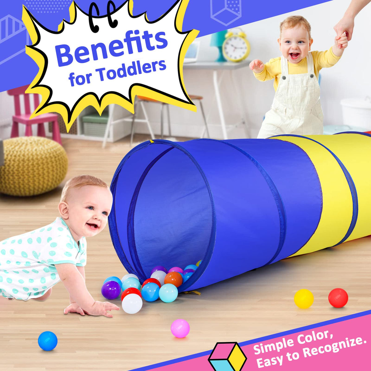 PigPigPen Pop Up Play Tunnel Tent for Toddlers Babies or Dogs, Indoor & Outdoor Toys for Kids