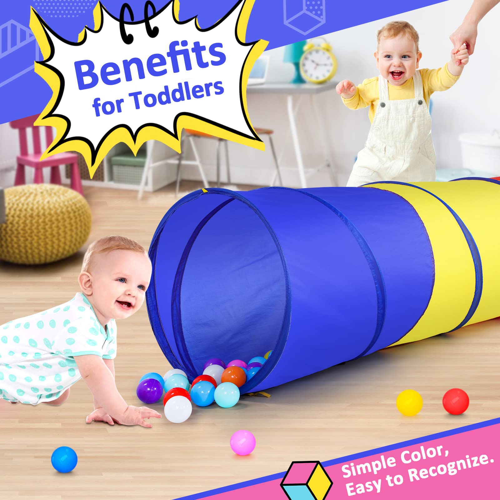 PigPigPen Pop Up Play Tunnel Tent for Toddlers Babies or Dogs, Indoor & Outdoor Toys for Kids
