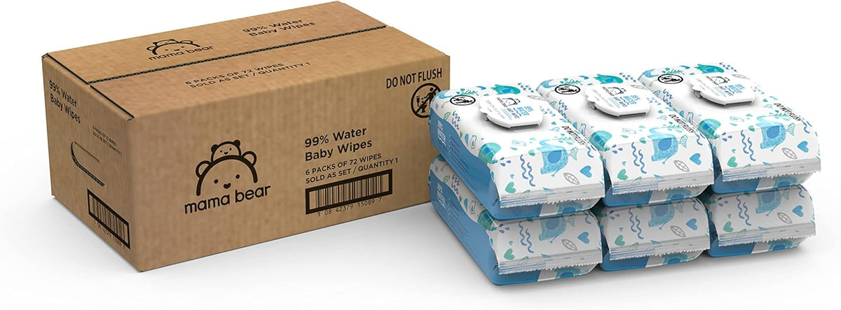 Amazon Brand - Mama Bear 99% Water Baby Wipes, Hypoallergenic, Fragrance Free, Full Pallet, 51840
