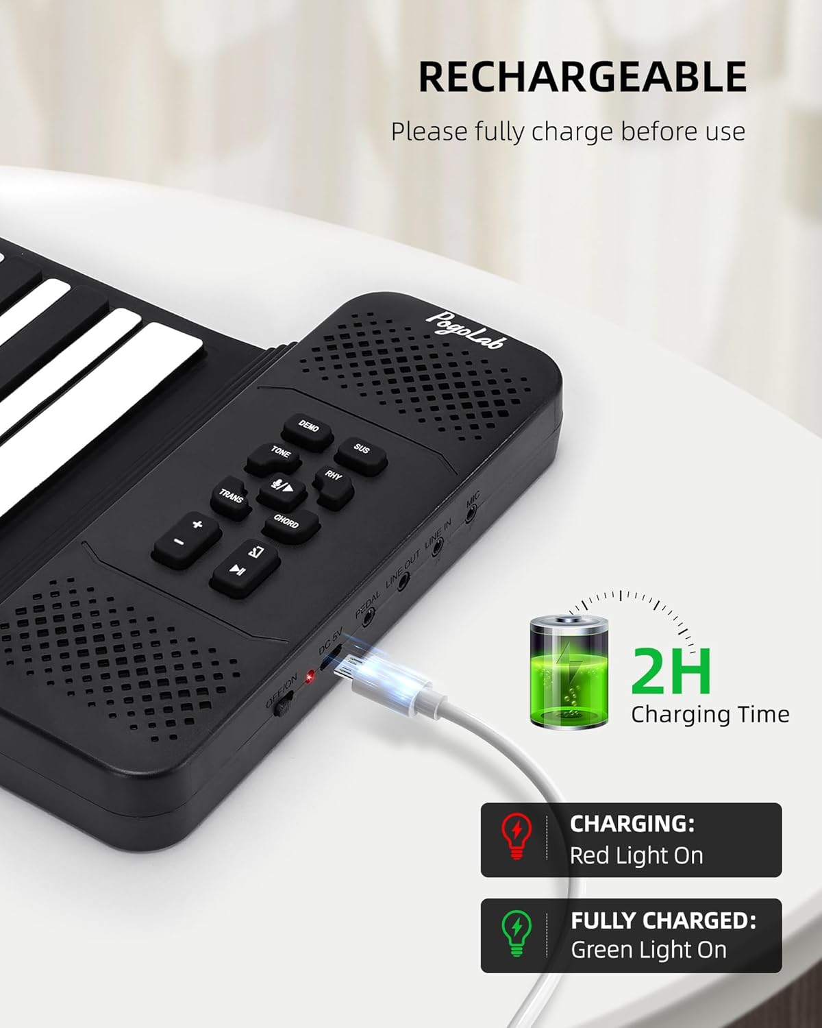 88 Keys Roll Up Keyboard Piano, Portable Electric Foldable Piano with Sustain Pedal, 14 Songs, 128