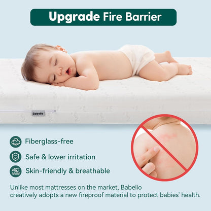 BABELIO Breathable Crib Mattress, Dual-Sided, Memory Foam, Waterproof, Removable and