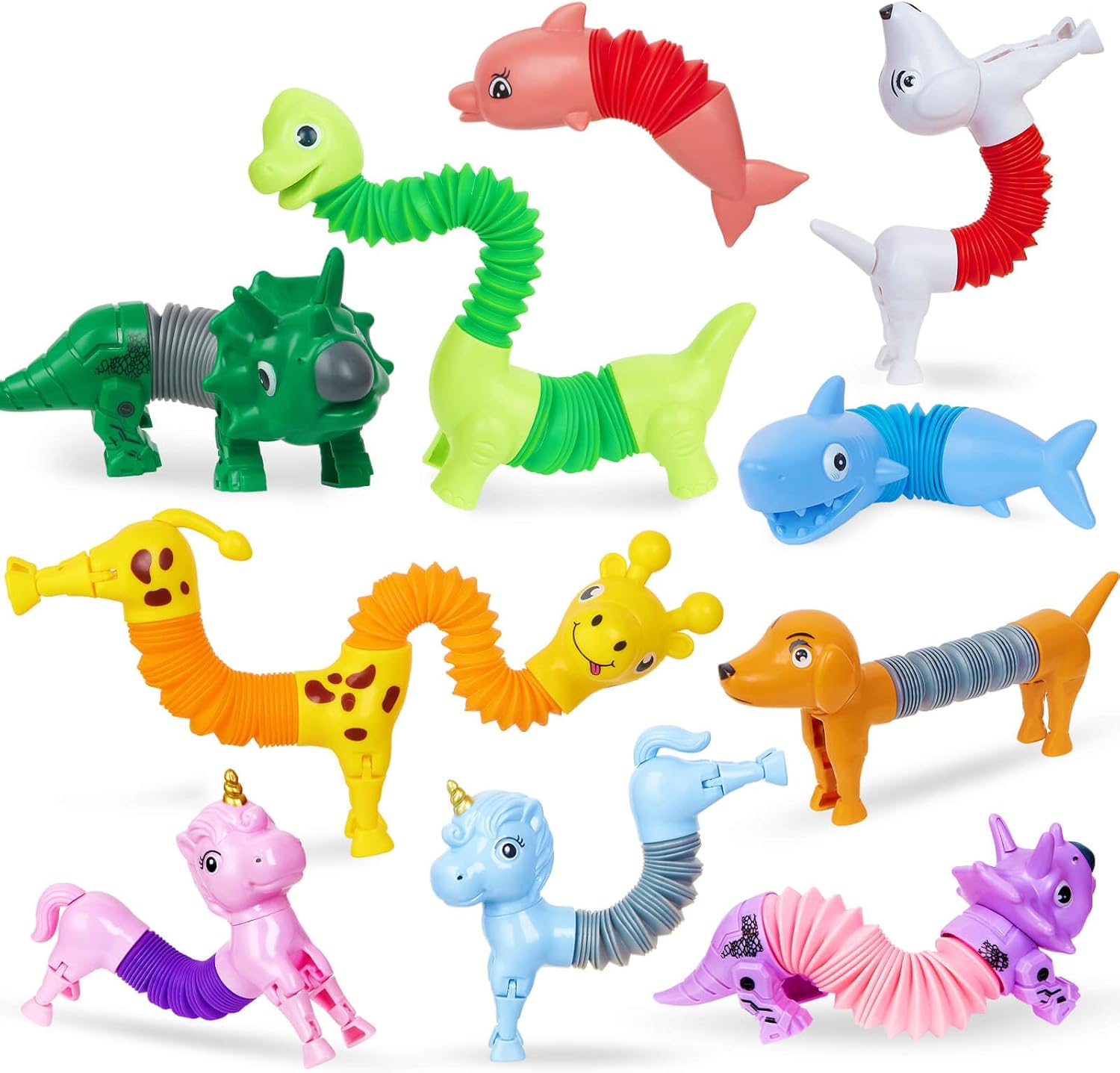 10 Pack Pop Tubes,Dog pop Tubes, Animal pop Tubes Fidget Toys,Sensory Tubes Fidget Toys for